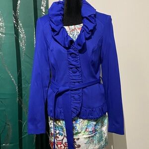 NWOT INC International Concepts Royal Blue Ruffled Blazer